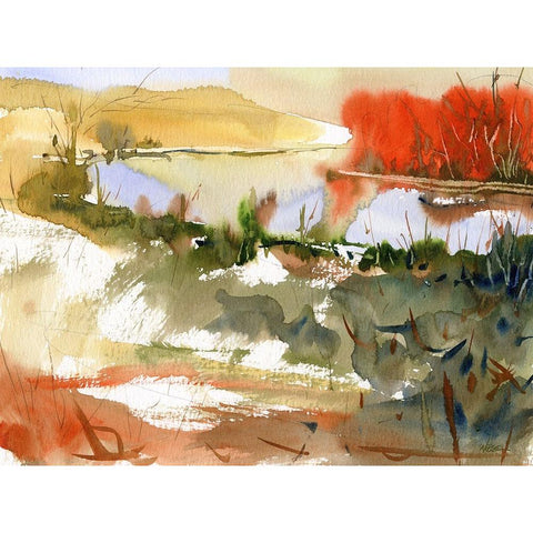 Sunrise Lake Black Modern Wood Framed Art Print by Randy Noble Fine Art