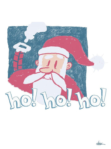 Ho Ho Ho White Modern Wood Framed Art Print with Double Matting by Randy Noble Fine Art