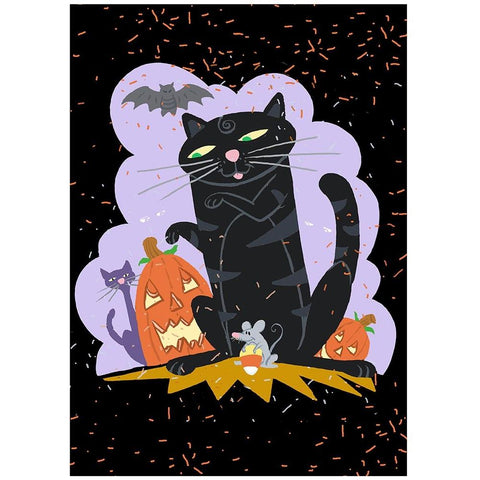 October Cat Gold Ornate Wood Framed Art Print with Double Matting by Randy Noble Fine Art