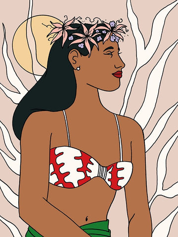 Tropical Beauties 2 White Modern Wood Framed Art Print with Double Matting by Randy Noble Fine Art