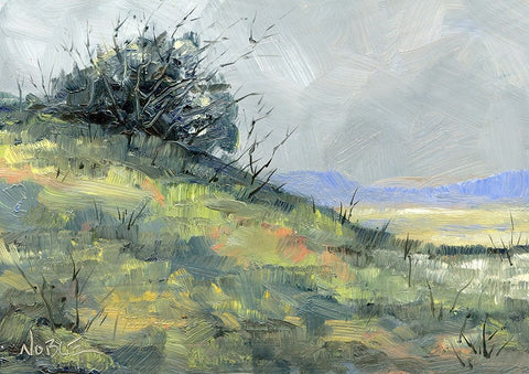 Purple Mountains 2 Black Ornate Wood Framed Art Print with Double Matting by Randy Noble Fine Art