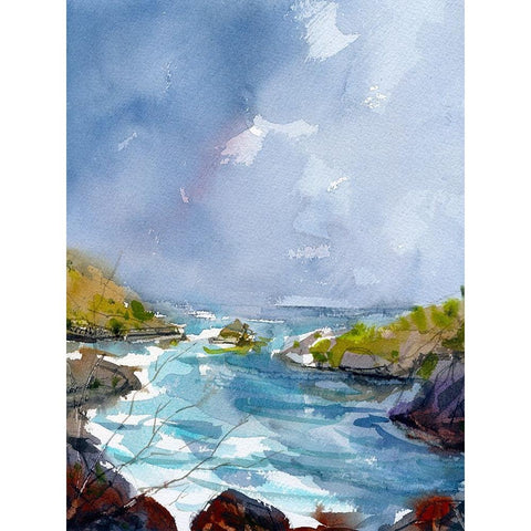 Secret Cove Gold Ornate Wood Framed Art Print with Double Matting by Randy Noble Fine Art