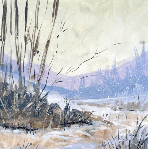 Snow Bliss White Modern Wood Framed Art Print with Double Matting by Randy Noble Fine Art