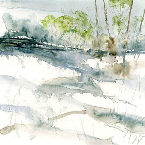 Spring Snow Black Modern Wood Framed Art Print by Randy Noble Fine Art