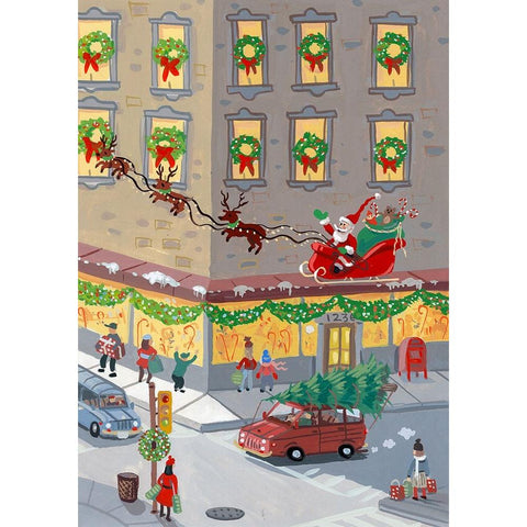 Holiday Shops Gold Ornate Wood Framed Art Print with Double Matting by Randy Noble Fine Art