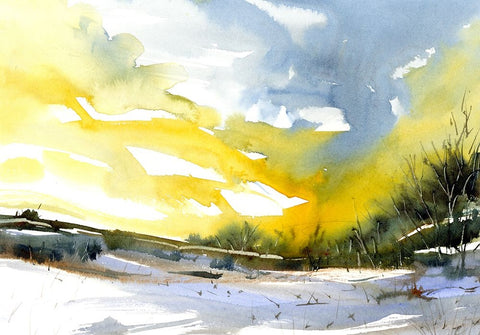 Poetic Winter White Modern Wood Framed Art Print with Double Matting by Randy Noble Fine Art