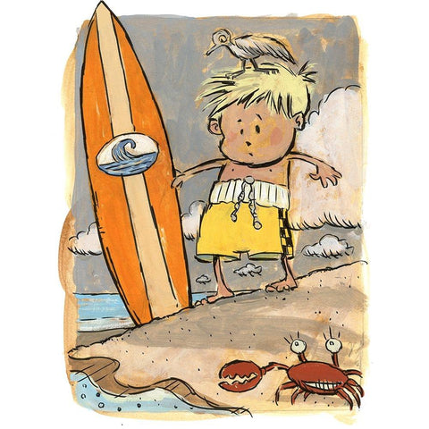 First Surf Black Modern Wood Framed Art Print by Randy Noble Fine Art