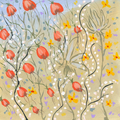 Fashions Garden Black Modern Wood Framed Art Print with Double Matting by Randy Noble Fine Art