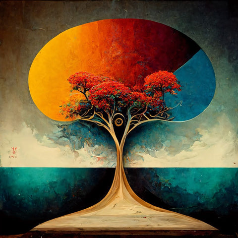 A004 Tree Of Life Black Ornate Wood Framed Art Print with Double Matting by Heere, Ray