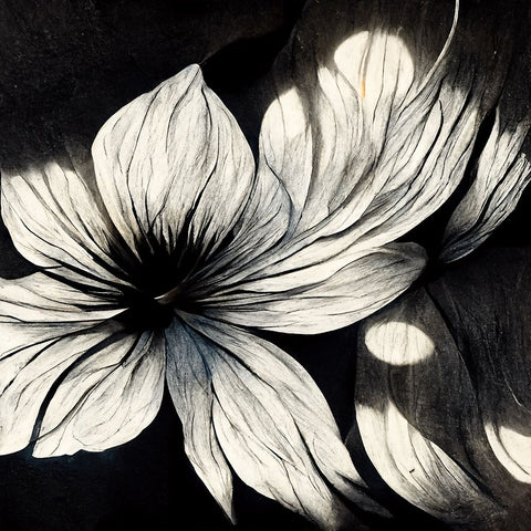 B001 Flowers Black White Black Modern Wood Framed Art Print by Heere, Ray