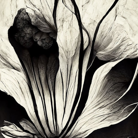 B003 Flowers Black White Black Modern Wood Framed Art Print by Heere, Ray