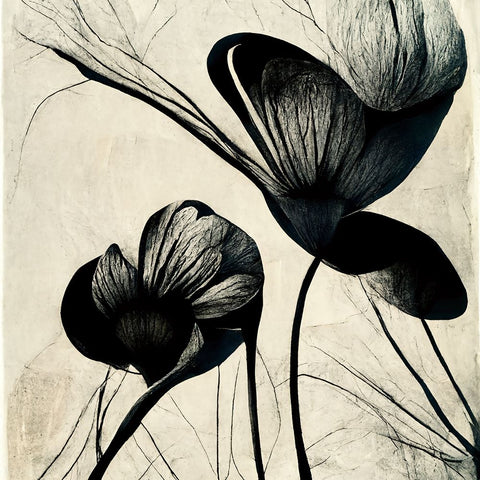 B004 Flowers Black White Black Ornate Wood Framed Art Print with Double Matting by Heere, Ray