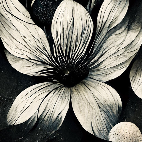 B005 Flowers Black White Black Modern Wood Framed Art Print by Heere, Ray