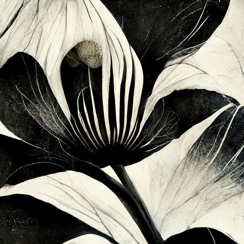 B006 Flowers Black White Black Ornate Wood Framed Art Print with Double Matting by Heere, Ray