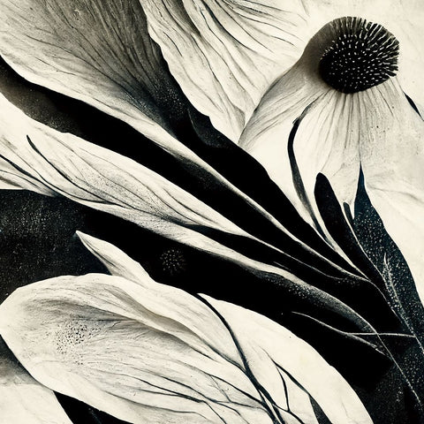 B007 Flowers Black White Black Ornate Wood Framed Art Print with Double Matting by Heere, Ray
