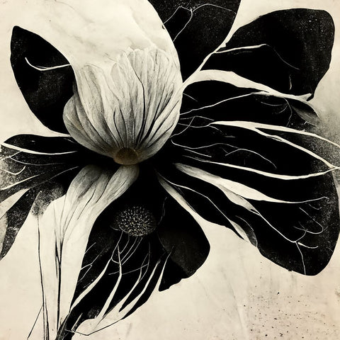 B008 Flowers Black White Black Ornate Wood Framed Art Print with Double Matting by Heere, Ray