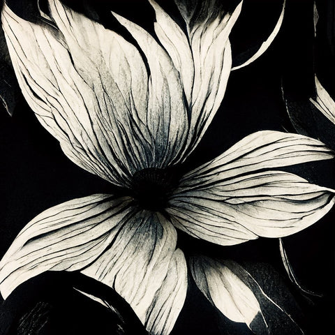 B010 Flowers Black White Black Modern Wood Framed Art Print by Heere, Ray