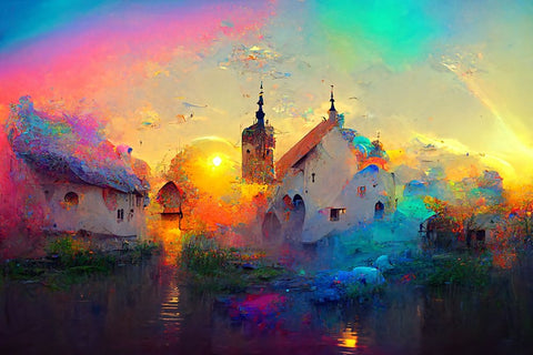 D002 Medieval Landscapes White Modern Wood Framed Art Print with Double Matting by Heere, Ray