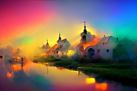 D003 Medieval Landscapes Black Modern Wood Framed Art Print by Heere, Ray