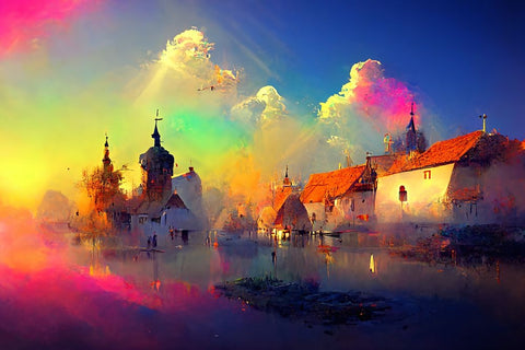 D005 Medieval Landscapes Black Modern Wood Framed Art Print by Heere, Ray