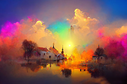 D006 Medieval Landscapes Black Modern Wood Framed Art Print by Heere, Ray