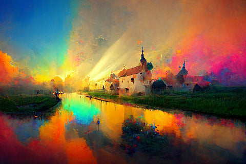 D007 Medieval Landscapes Black Modern Wood Framed Art Print by Heere, Ray