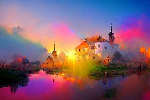 D008 Medieval Landscapes Black Modern Wood Framed Art Print by Heere, Ray