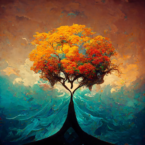 A025 Tree Of Life Black Modern Wood Framed Art Print by Heere, Ray