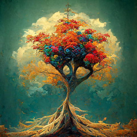 A035 Tree Of Life Black Modern Wood Framed Art Print by Heere, Ray