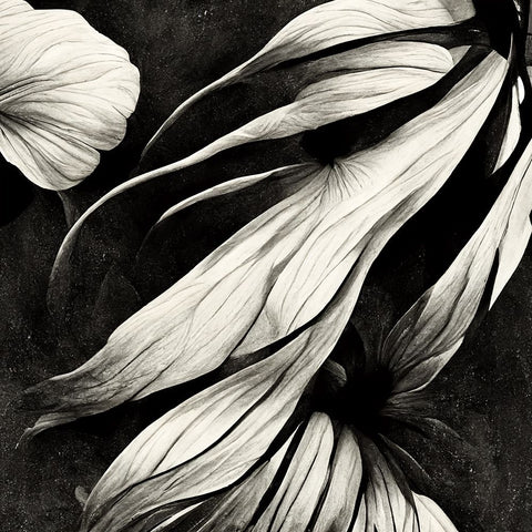 B011 Flowers Black White White Modern Wood Framed Art Print with Double Matting by Heere, Ray