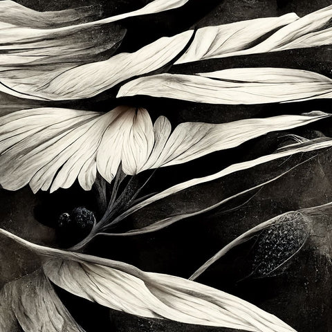 B012 Flowers Black White Black Modern Wood Framed Art Print by Heere, Ray