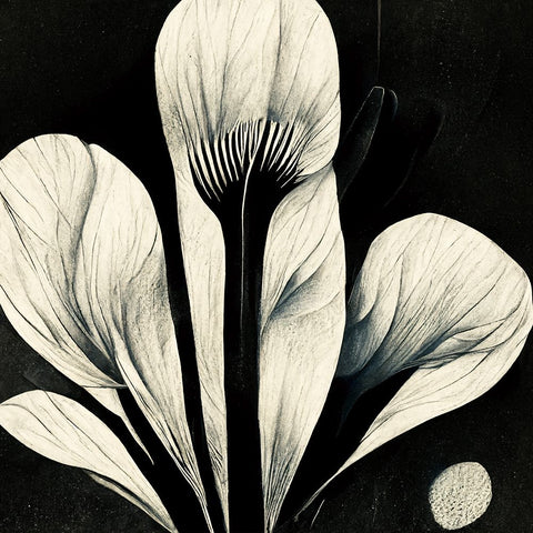 B013 Flowers Black White Black Ornate Wood Framed Art Print with Double Matting by Heere, Ray