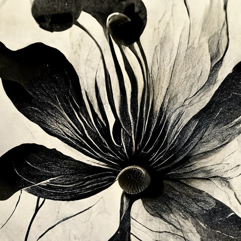 B014 Flowers Black White Black Ornate Wood Framed Art Print with Double Matting by Heere, Ray