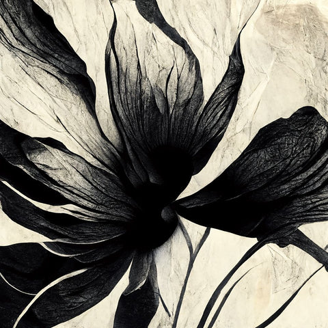 B016 Flowers Black White White Modern Wood Framed Art Print with Double Matting by Heere, Ray
