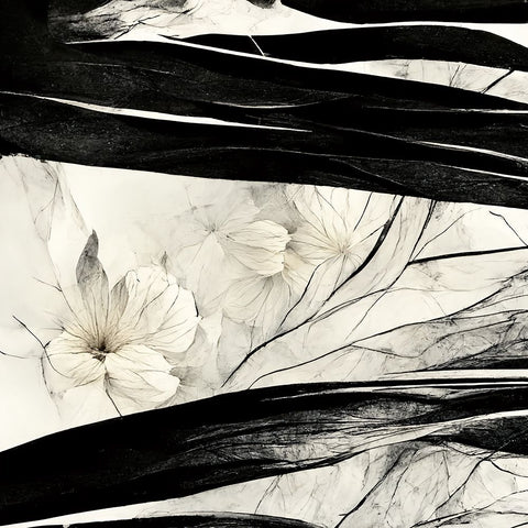 B017 Flowers Black White White Modern Wood Framed Art Print with Double Matting by Heere, Ray