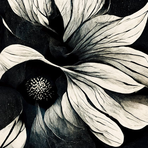 B018 Flowers Black White White Modern Wood Framed Art Print with Double Matting by Heere, Ray