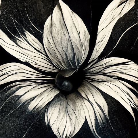 B019 Flowers Black White Black Ornate Wood Framed Art Print with Double Matting by Heere, Ray
