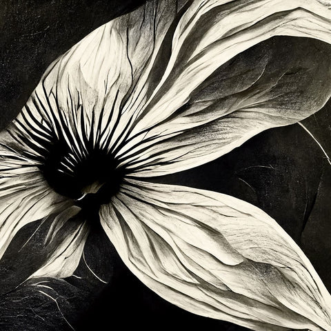 B022 Flowers Black White Black Ornate Wood Framed Art Print with Double Matting by Heere, Ray