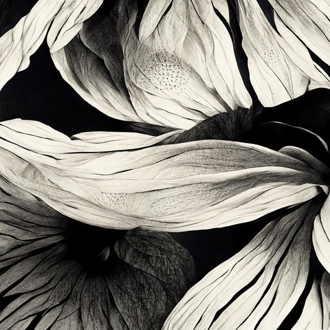 B023 Flowers Black White Black Modern Wood Framed Art Print by Heere, Ray