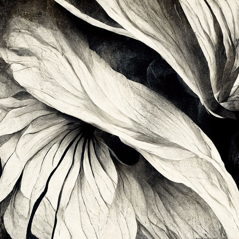 B024 Flowers Black White White Modern Wood Framed Art Print with Double Matting by Heere, Ray