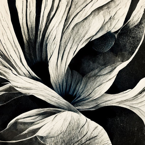 B025 Flowers Black White Black Ornate Wood Framed Art Print with Double Matting by Heere, Ray