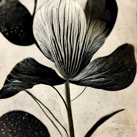 B026 Flowers Black White White Modern Wood Framed Art Print with Double Matting by Heere, Ray