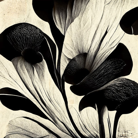 B027 Flowers Black White Black Ornate Wood Framed Art Print with Double Matting by Heere, Ray