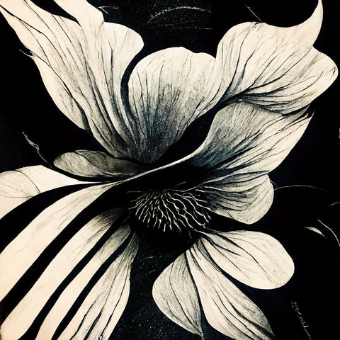 B028 Flowers Black White Black Ornate Wood Framed Art Print with Double Matting by Heere, Ray