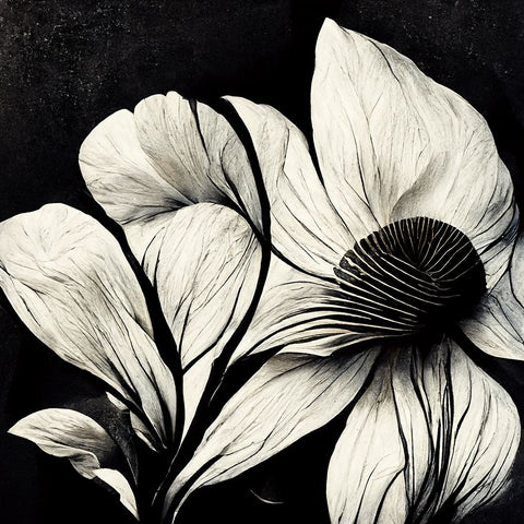 B030 Flowers Black White Black Modern Wood Framed Art Print by Heere, Ray