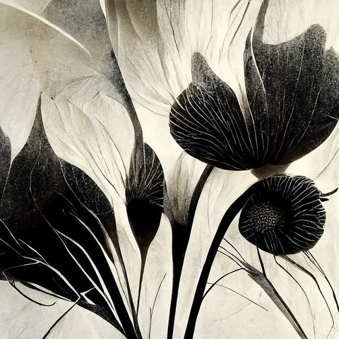B031 Flowers Black White Black Modern Wood Framed Art Print by Heere, Ray