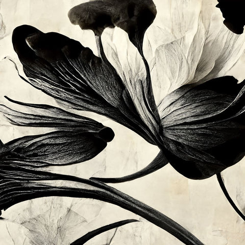 B033 Flowers Black White Black Ornate Wood Framed Art Print with Double Matting by Heere, Ray