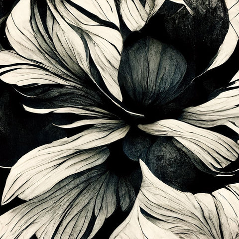 B034 Flowers Black White Black Ornate Wood Framed Art Print with Double Matting by Heere, Ray