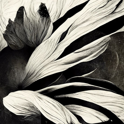 B035 Flowers Black White Black Ornate Wood Framed Art Print with Double Matting by Heere, Ray