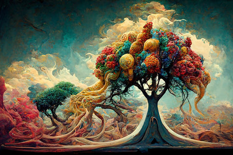 A037 Tree Of Life Black Modern Wood Framed Art Print by Heere, Ray